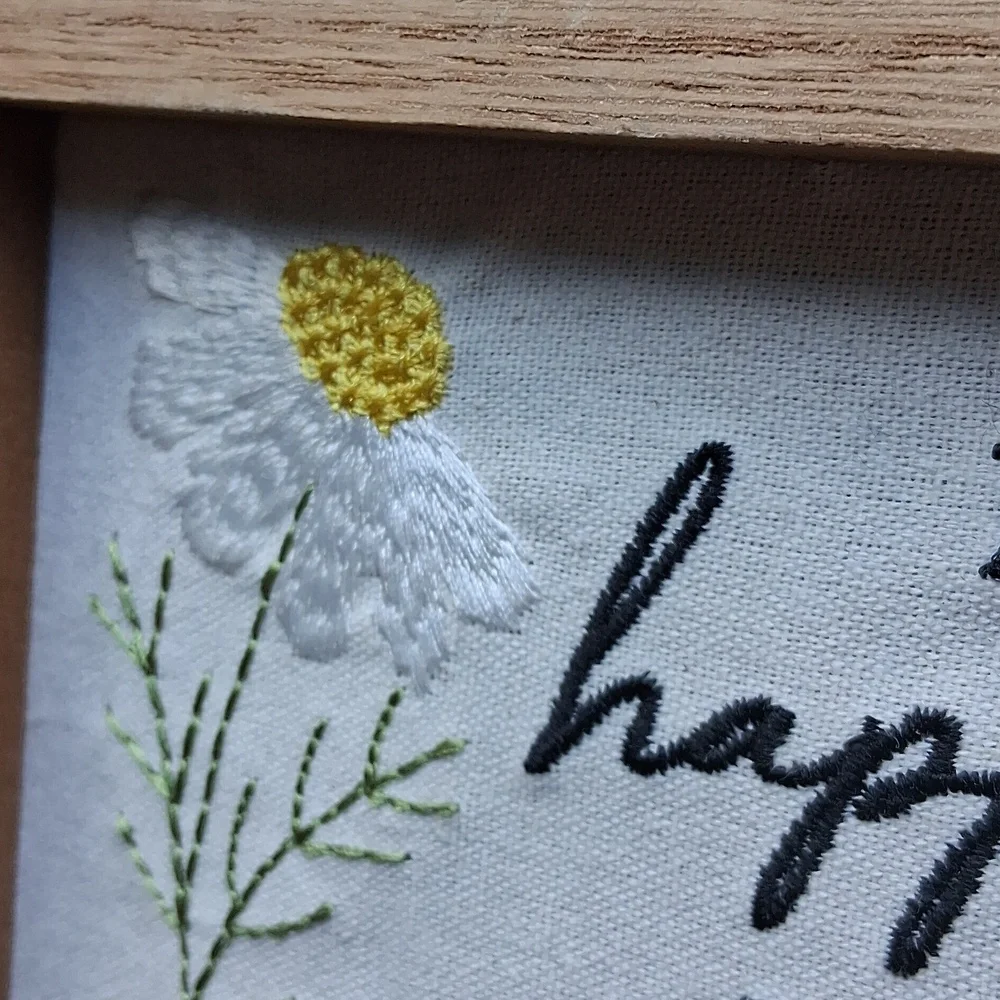 Let Happiness Bloom Framed Spring Wall Sign Farmhouse Floral Decor